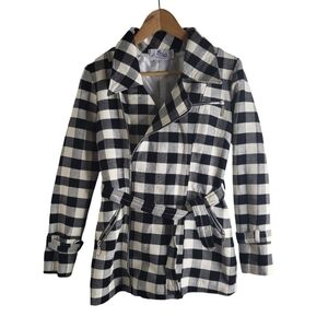 Stylish Black and White Pea Coat